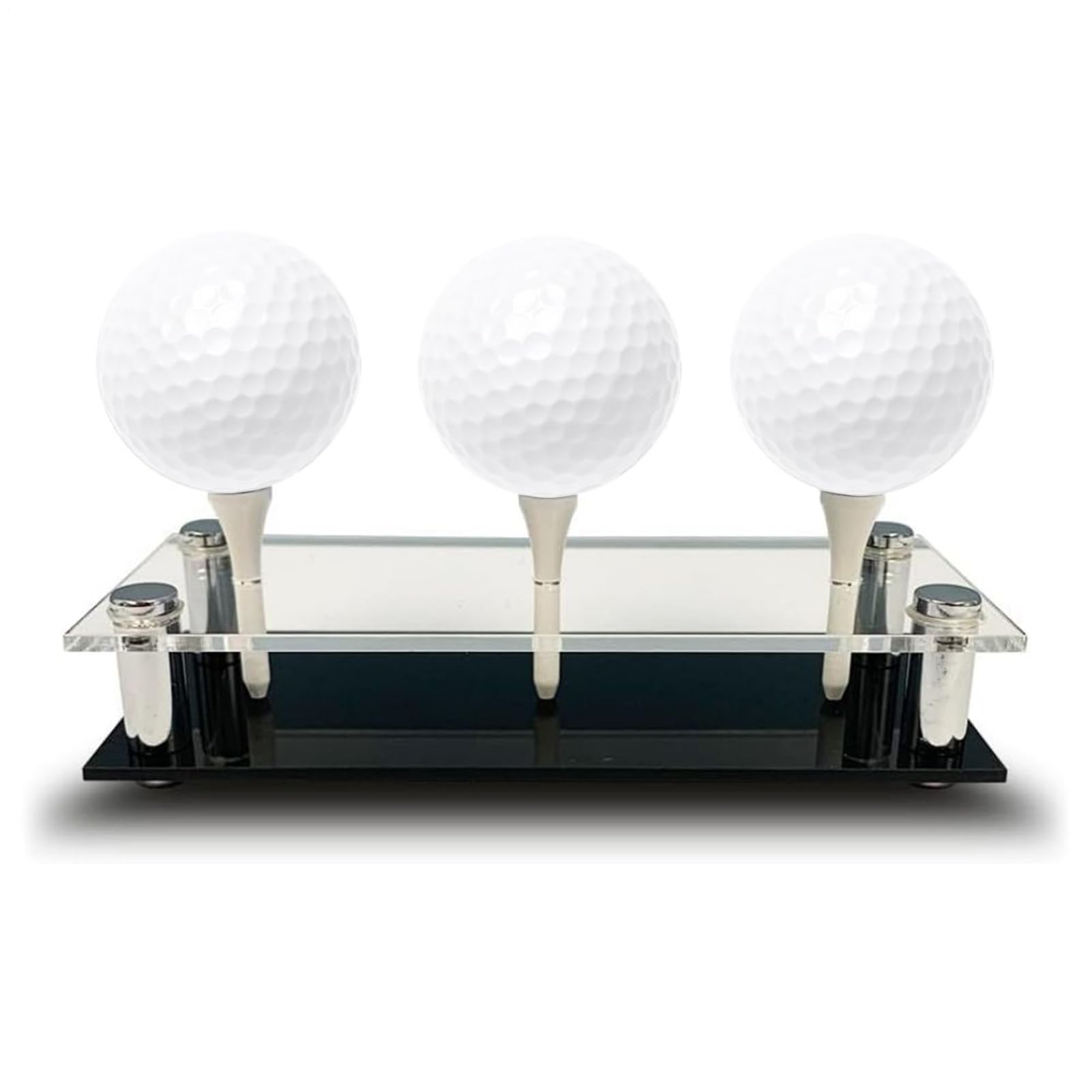 Expositor para bolas de golf, soporte decorativo de golf con base y camiseta, almacenamiento acrílico y metal para oficina o salón
