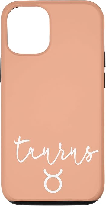 Taurus Zodiac Sign Cute Celestial Horoscope Peach Coral Pink Case for iPhone 12/12 Pro