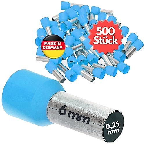Embout de câblage 0,25 mm² Kalitec AE02506HBL contre l'éparpillements des brins x500