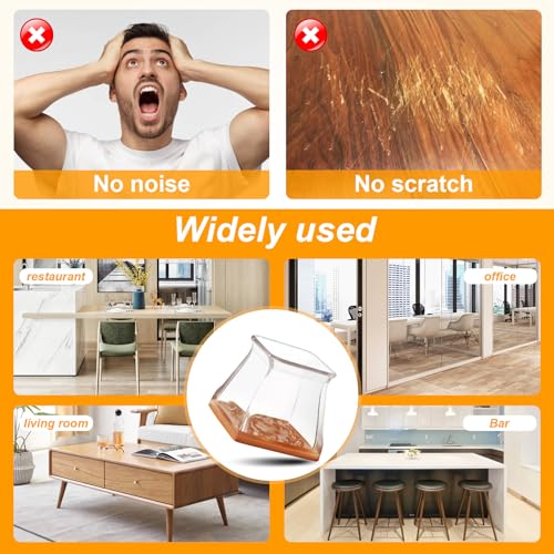 Image of CHUNZEXI 36 Pack Square Chair Leg Floor Protectors for Hardwood Floors, Silicone Felt Covers Pads Caps, Protect Wood Furniture Feet Floors Noise Reduce and Scratch (Square Small)