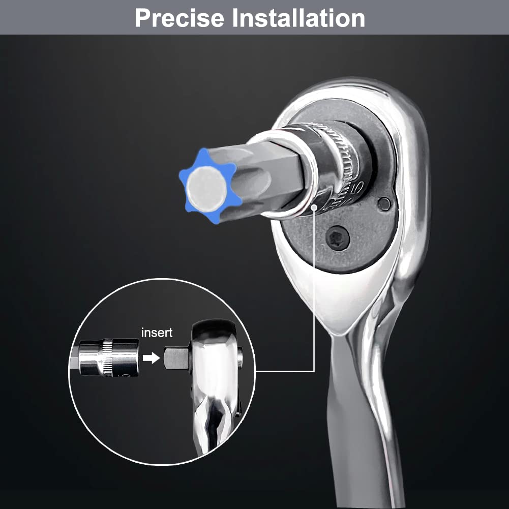 CoCud Torx Bit Socket, 1/4" Drive X T40 S2 Steel CR-V Torx Star