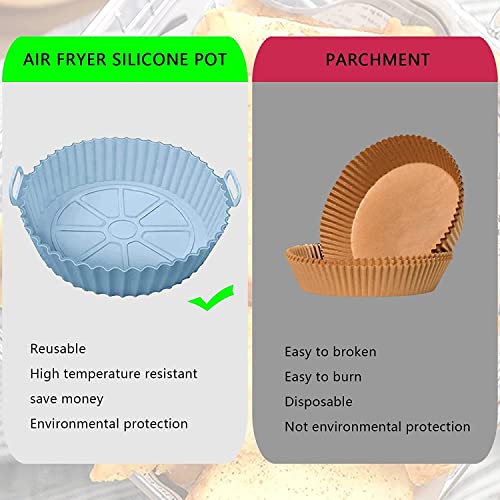 Image of Silicone Air Fryer Liners Reusable Liners Food Safe Air Fryers Oven Accessories Parchment Liner Paper,Silicone Baking Tray Pots Heat Resistant Silicone Baking Tray Pots (Round, 2)