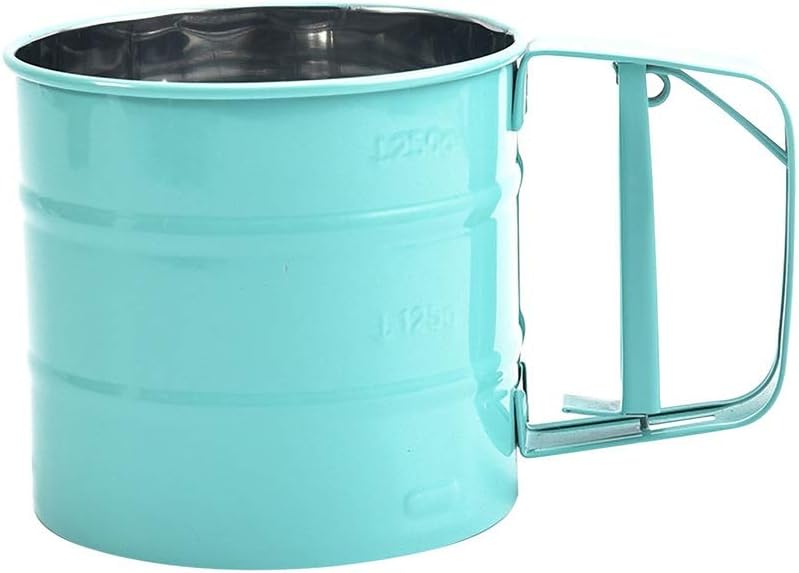 Sieve for Flour Flour S Ifter for Baking Semi-Automatic Powdered Sugar Sieve with Hand Press Sieve for Rubbing Berries (Color : Metallic) (Gray)