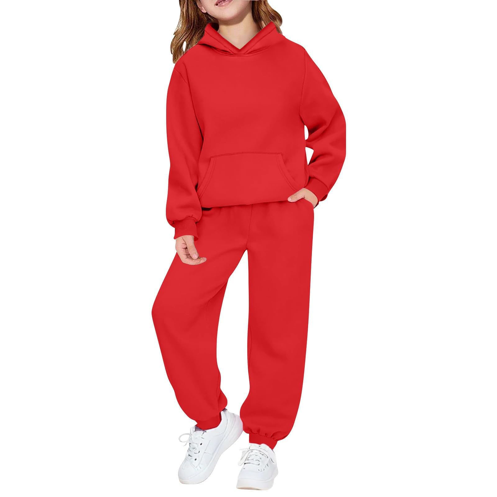 Fulidngzg Tuta Completa Bambine Ragazze Invernale in Cotone Misto 2-14 Anni 2 Pezzi Completo con Felpa con Cappuccio e Pantaloni Tute da Ginnastica Bambini Ragazzi Caldo Elegante per Sportivo