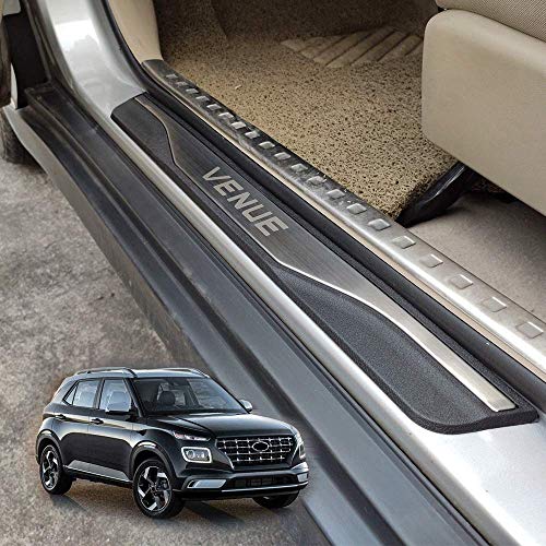 ZXCY 4Pcs Door Sills Kick Plates Protector, for Hyundai Venue 2019 2020 Car Pedal Cover Ultra-Thin Stainless Steel Guard Threshold Strip Scuff