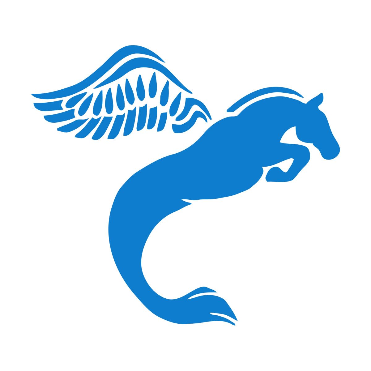 Fine Carving Decals Pegasus Horse Flight Bird Fantastic Animal Fantasy 54x60.5cm Personalized Customization Large Blue