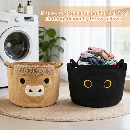 Image of Large Highland Cute Cow Basket for Nursery,Laundry Blanket Gift Basket