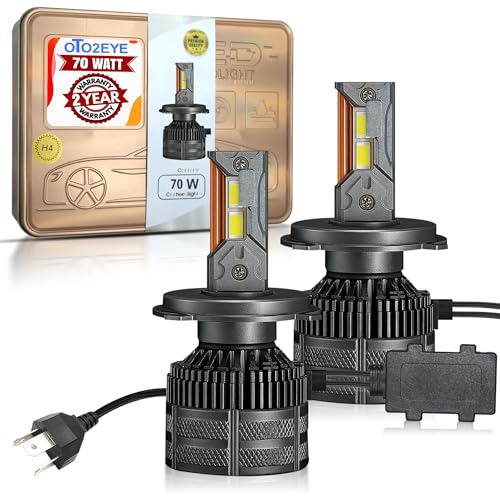 OTO2EYE Super Bright 70W H4 LED Car Headlight Bulbs Hi & Lo Beam 10,000LM 6500K, Auto Conversion...