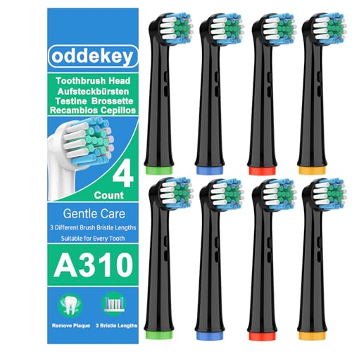 OddeKey Recambios Cepillos Compatible con Braun Oral B Vitality Pro, Pro 3, Cabezales para Cepillo Electrico Oral B, Repuestos Cuidados Suaves, Pack de 8 Cabezales, Nnegro