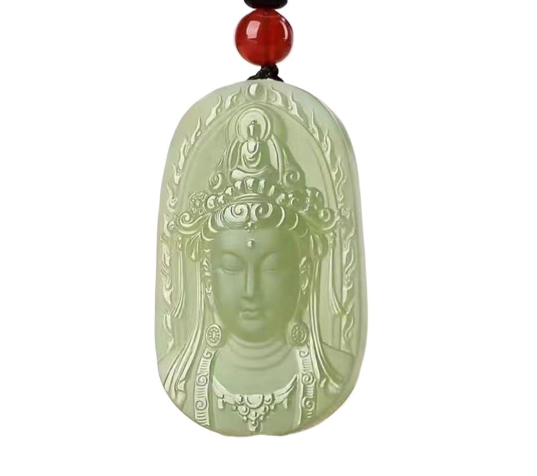 Collier en jade véritable avec pendentifs jade sculptés et amulette homme femme