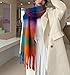TYHOTULY Chunky Scarf for Women Winter Plaid Thick Warm Long Shawl Wraps Cold Weather Big Christmas Fashion Blanket Scarves (Blue Orange Green 7)