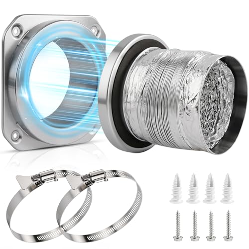Image of Magnetic Dryer Vent Connector Kit for Tight Space, Air Coupling Duct Exhaust Hose Recessed on Wall, 4inch Flexible Quick Pipe Connection Replacement , Indoor Cleaning Box Attachment