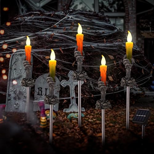 ILLUMINEW Halloween Decorations Outdoor Solar Skull Pathway Lights