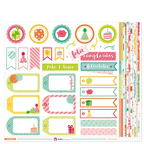 Anita y Su Mundo Colección Felicidades Papeles de Scrapbooking, Paper, Multicolor, 30.5 x 30.5 cm Cover