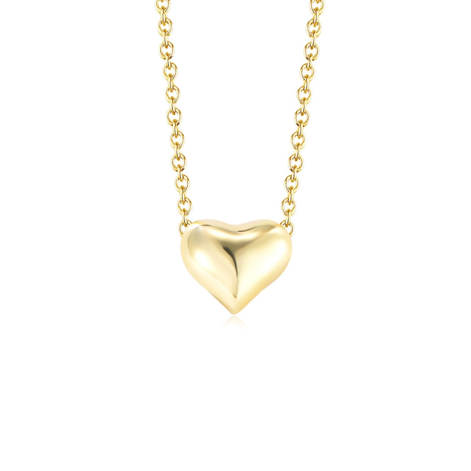 Au375/585/750 Chaîne en or pour femme Pendentif véritable Bijoux pour femme Chaîne en forme de cœur, or jaune 9 K/14 K/18 K, 40 + 5