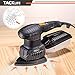 TACKLIFE 3 in 1 Electric Sander, Orbital Sander with 15 Pcs Sandpapers 6 Variable Speeds 7000RPM-12000RPM, Efficient Dust Collection System Detail Sander Machine DIY for Woodworking-MDS01B