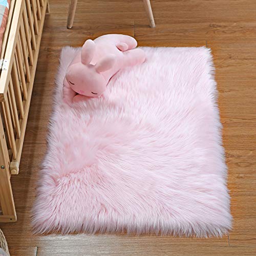 YIHAIC Falso Piel de carnero Vellón Alfombra , Elegante De Pelo Largo