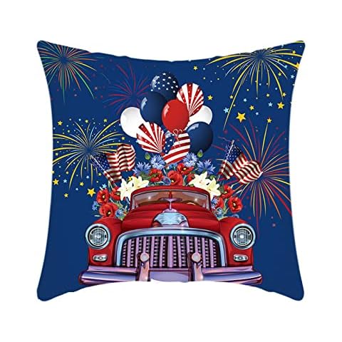 HHDM 17.7x17.7 Inch United States Independence Day Pillow Set Simple Tao Parchment Printing Cushion Cover (B, One Size) Cover