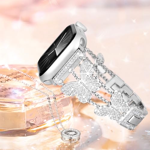 Image of Butterfly Band for Apple Watch Bands 40mm 41mm 42mm for Women Silver