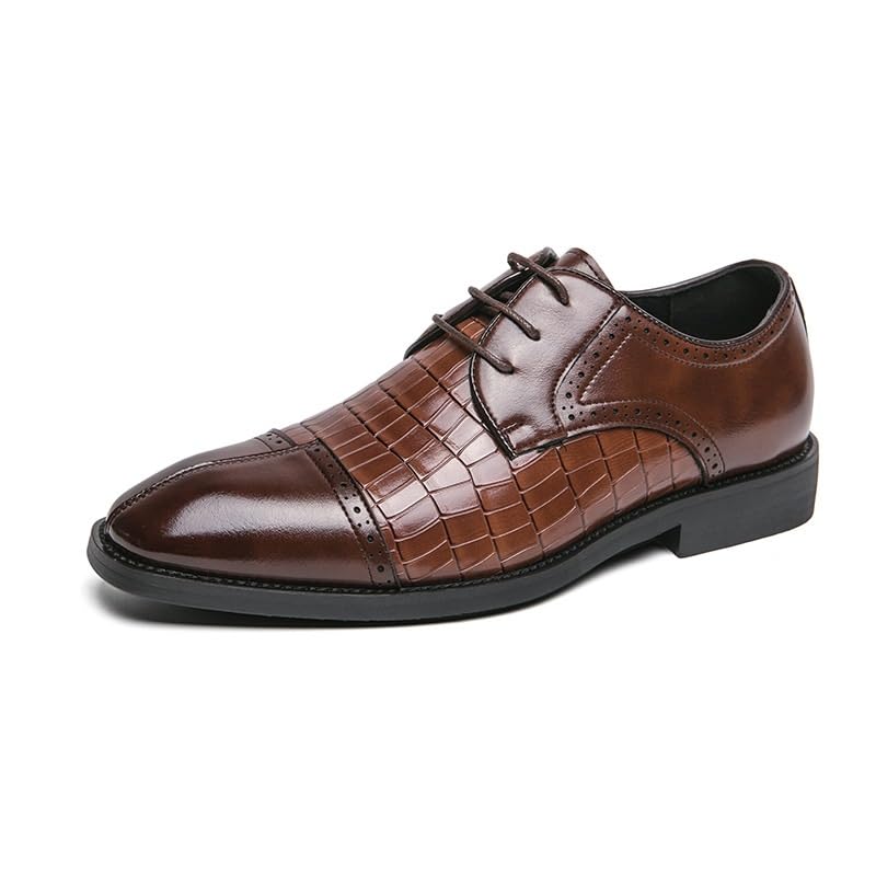 Men's Stylish Retro Oxford Lace-Up Shoes, Comfortable Breathable Derby Dress Shoes, Casual Round-Toe Business