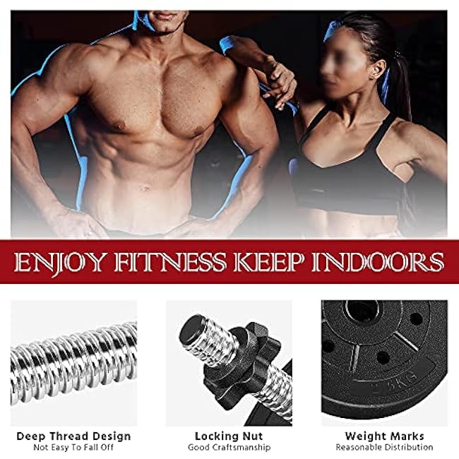 Yaheetech Adjustable Dumbbells Weight Set Dumbbell Weights Exercise & Fitness Equipment w/ 4 Spinlock Collars for Women & Men Home Gym Strength Training