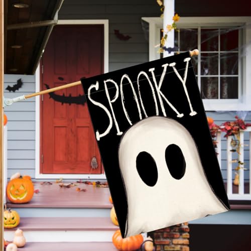 Drapeau de maison fantôme Halloween grand format extérieur double face - 3