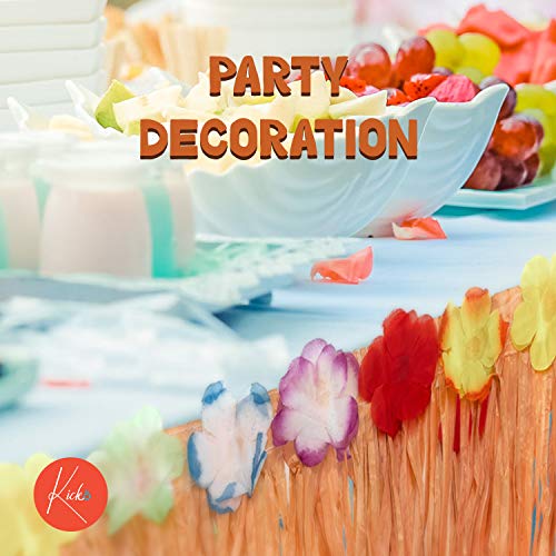 Kicko Luau Hawaiian Grass Table Skirt - 2 Pack - 9 Feet X 29 Inch - Real Hawaiian Island Party Decorations with Hibiscus Flowers, for Kids and Adult Birthdays, Polynesian Themed Events