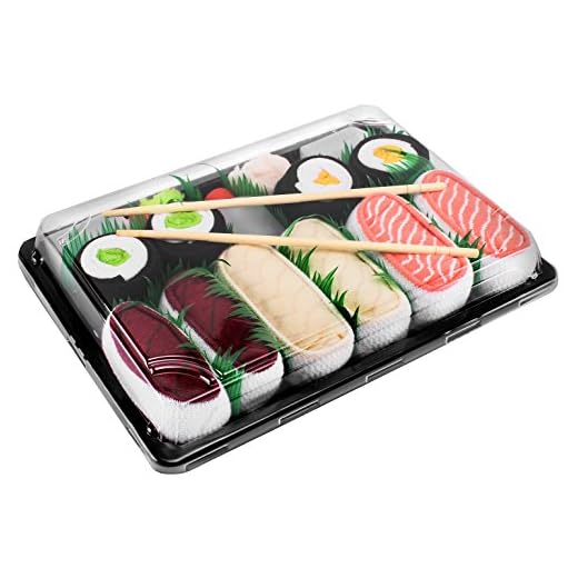 Rainbow Socks - Mujer Hombre Calcetines Sushi Pampanito Tamago Atún 2x Maki - 5 Pares - Tamaño 41-46