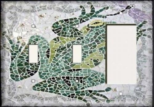 Two Switch/One Rocker Plate - Frog Mosaic