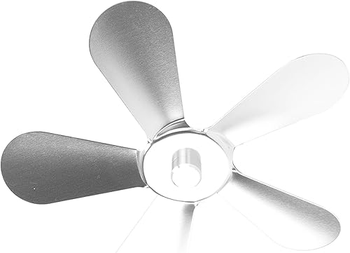 Miniatura 8 de ViaGasaFamido Cuchilla de ventilador de estufa, sin batería, ligera, 5 aspas para ventilador de chimenea (plateado)