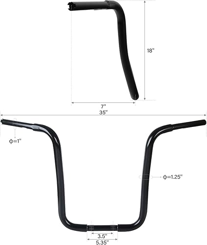 Miniatura 10 de Green-L Manillar de barra de arrastre negro de 18 pulgadas de elevación de 1-14 pulgadas para Harley Sportster XL883 XL1200 Custom FLST FXST
