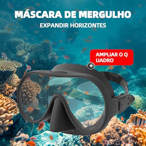 Máscara de Mergulho Profissional, Antiembaçante, À Prova D'água, Visão Ampla HD, Proteção Nasal