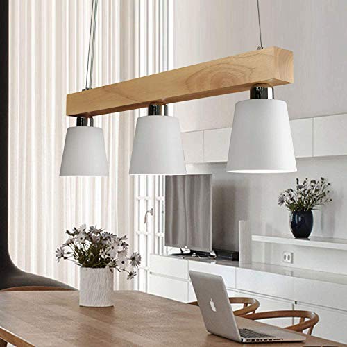Lampe suspendue moderne bois blanc réglable pour en finir avec l'éclairage trop sombre