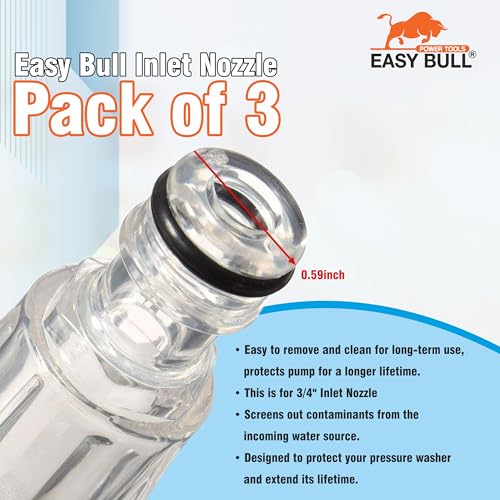 Image of EasyBull Inlet Nozzle Pack of 3 Suitable for Starq Jpt Resqtech Bosch Karcher Pressure washers