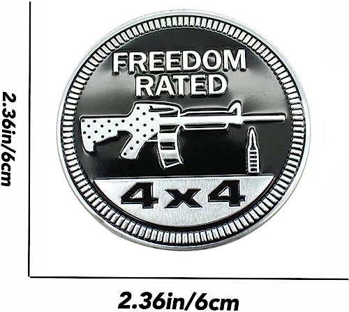 Image of 4 x 4 Metal Automotive Badge 3D Metal Emblems Round Emblem Decals Car Badge Decals Stickers Compatible with Jeep Wrangler Vehicles Trucks SUV (Freedom Rated)