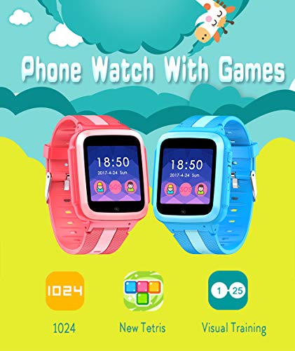 DanCoTek Smart Watch Unlocked 2G GSM Two Way Phone Call SOS Call Touchscreen Front Camera Games Learning Numbers (Rosy)