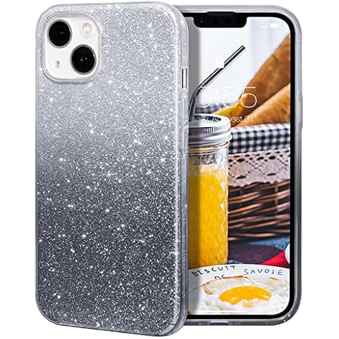 MILPROX Compatible with iPhone 12 Mini/13 Mini Case (2021), Glitter Sparkly Shiny Bling Rubber Gel Shell Cases Shockproof Protective Bumper Cover for iPhone 12 Mini/13 Mini 5.4" 2021-Black Gradient Cover