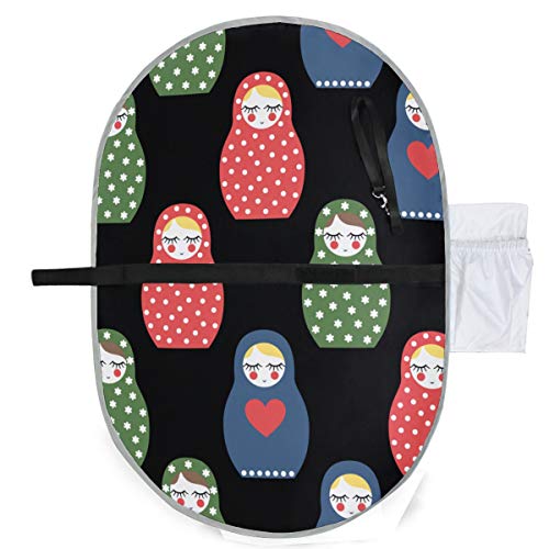 Red Cute Smile Cartoon Nesting Doll Baby Girl Almohadillas cambiantes Portable Baby Changing Mat 27x10 pulgadas Impermeable Plegable Mat Baby Portable Changing Station Estación de cambio de pañales p