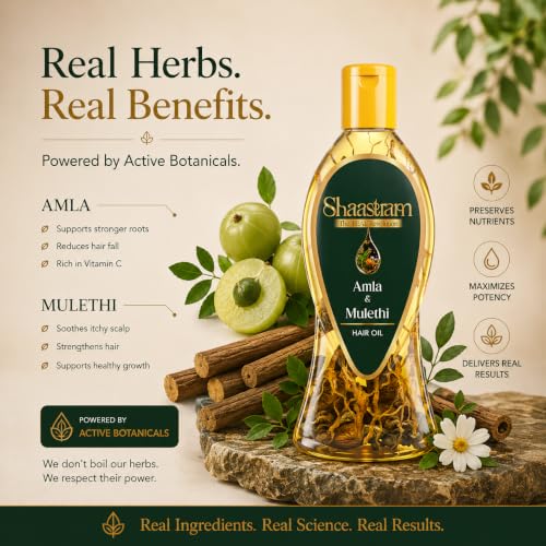 Image of Amla & Mulethi Hair Oil (works like a serum) with Neem Comb for Hair Growth & Fall Control (180ml) | Reduces Hair Loss, Strengthens Roots, Promotes Hair Growth | Non-Sticky, Fast Absorbing Herbal Oil for Men & Women