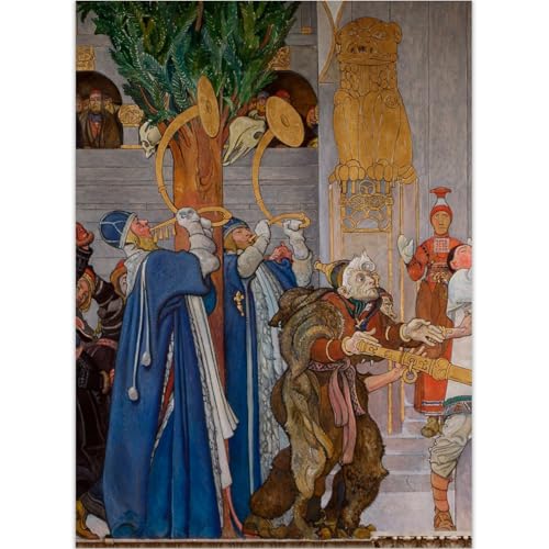 KSHAO ATHQW Carl Larsson Póster 《El sacrificio del solsticio de invierno》 Impresiones Exposición Pintura en lienzo Famoso arte de pared para el hogar Decoración de color Cuadro 30x50cmx1 Sin marco