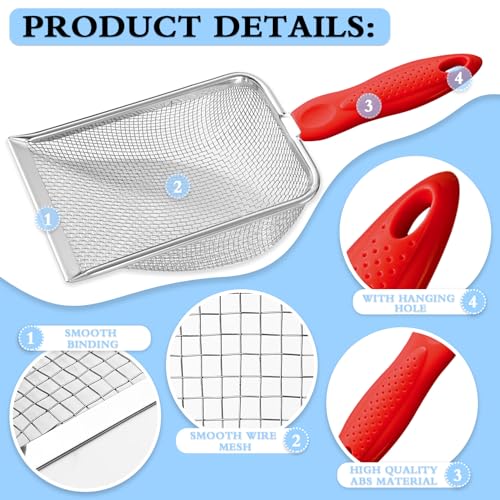 Image of Beach Mesh Shovel, Shark Tooth Sifter Dipper for Shell Collecting, Kids Filter Sand Scooper for Picking Up Shells - Beach Snow Toys for Kids (Red)