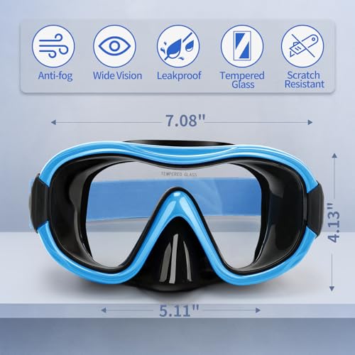 Image of Diving Mask , Professional Anti-Fog Snorkel Goggles, Anti-Leak Swim Mask with Soft Adjustable Strap & Mesh Bag, Earplug
