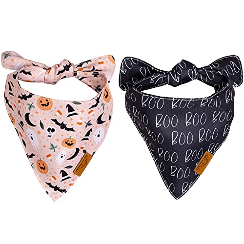 Remy+Roo Dog Bandanas - 2 Pack | Halloween Dog Bandanas Spooky Se...
