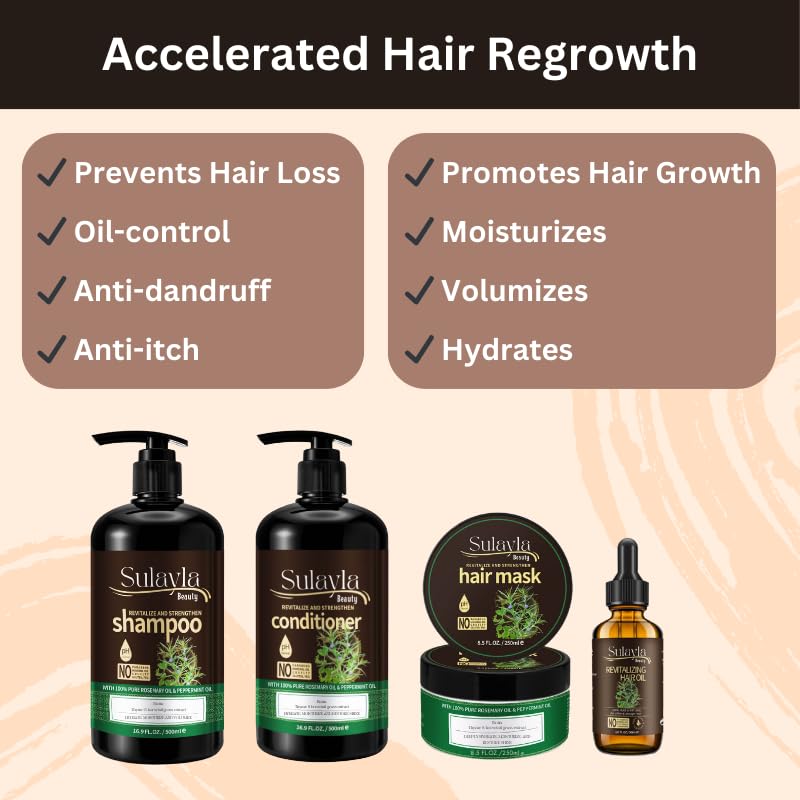 Sulayla Beauty Revitalize and Strengthen Hair Conditioner-100% Pure Rosemary and Peppermint Oil - with Biotin - Promotes hair growth - 500ml - Image 4