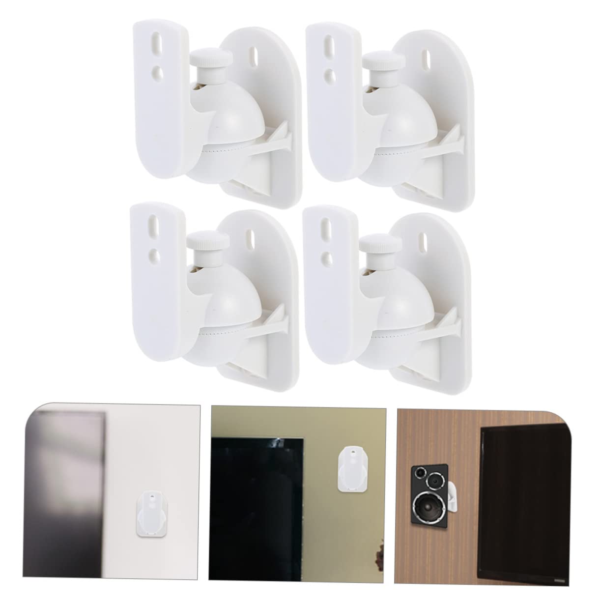 Homoyoyo 4 pièces Support Mural pour Enceintes Supports Ajustables Rotatifs pour Montage Mural Brackets Pratiques et Durables pour Enceintes Murales