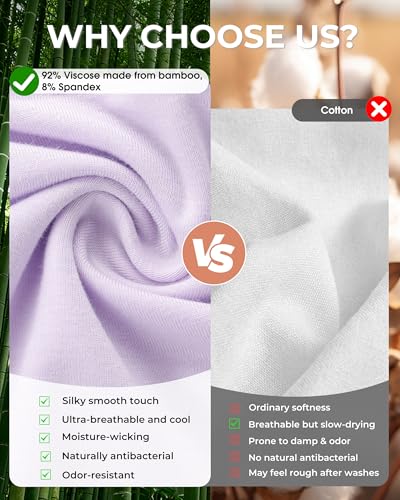 Image of BAMBOO COOL Womens Boy Shorts Underwear Full Coverage High Waist Boxer Briefs Panties for Women 5 Pack