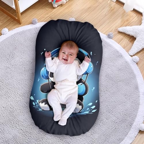 Image of ZOUTAIRONG Panda Cats Soft Bassinet Sheets Floral Comfy Polyester Cradle Sheets for Baby Boys Girls Universal Fit for Most Cradle and Bassinet Mattress Blue