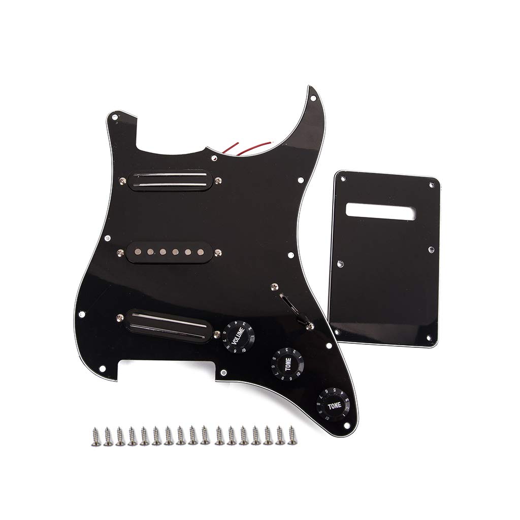 Alnicov Pickup SSS Dual Rail a 3 strati neri Caricati battipenna precablati per chitarra elettrica a 11 fori, neri