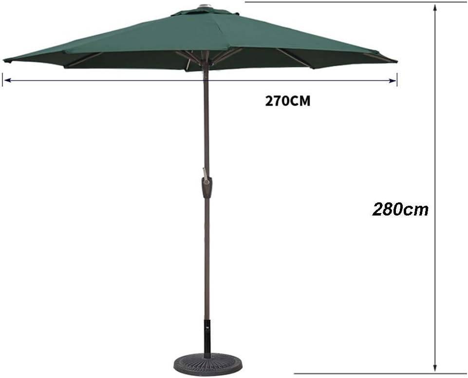 Patio Umbrella 9ft Outdoor Sun Shade Umbrella, Table Umbrella for Garden Pool Deck Market Umbrella (Color : Green, Size : 9 Ft/270cm)