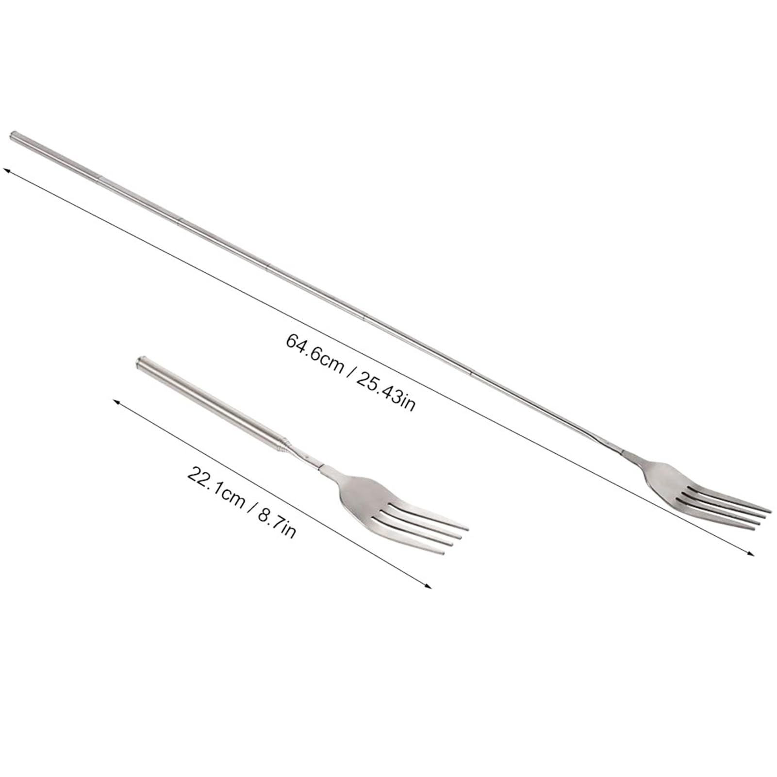 Posate Allungabili Da 20 A 63 Cm Forchetta Allungabile Set 2 Cucchiai E Forchette Telescopici - Acciaio Inox, 20-63 Cm Forchetta Telescopica Forchetta Allungabile 1 Metro Acciaio Inox Estendibile